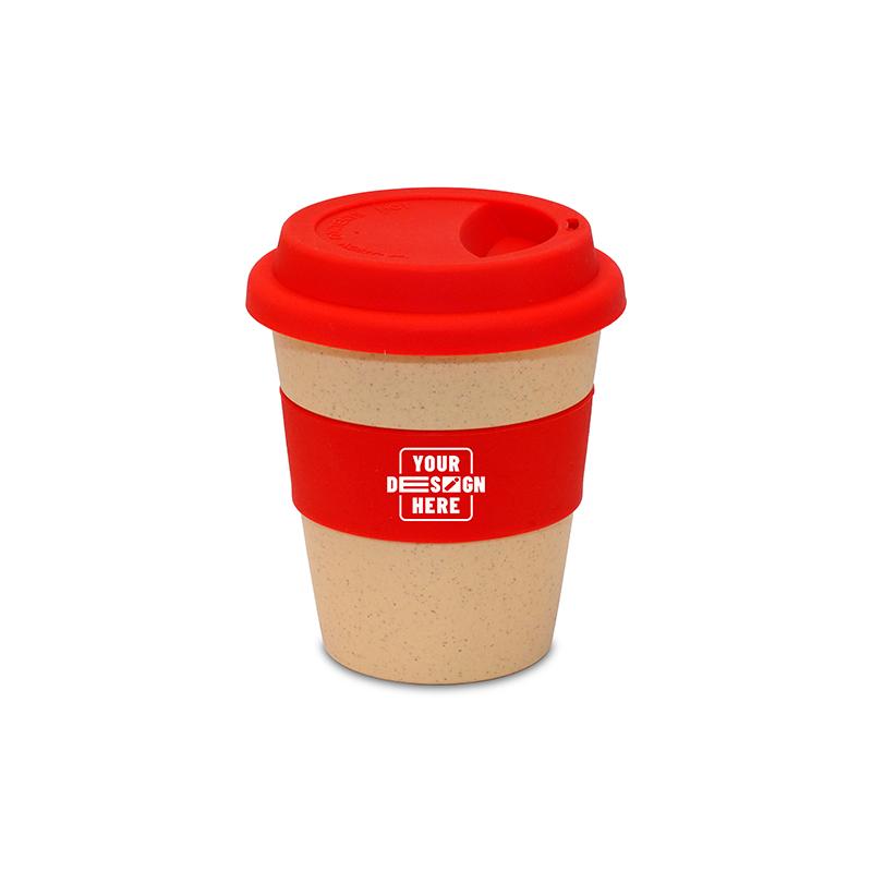 Wheat Straw Cup With Silicon Lid And Bond Red with Logo